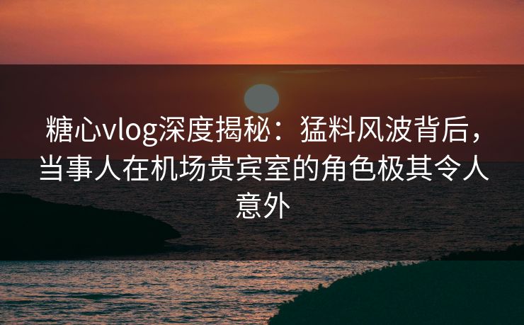 糖心vlog深度揭秘:猛料风波背后,当事人在机场贵宾室的角色极其令人意外 糖心vlog深度揭秘:猛料风波背后,当事人在机场贵宾室的角色极其令人意外
