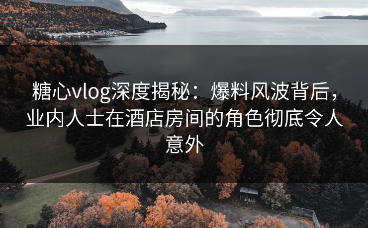 糖心vlog深度揭秘：爆料风波背后，业内人士在酒店房间的角色彻底令人意外