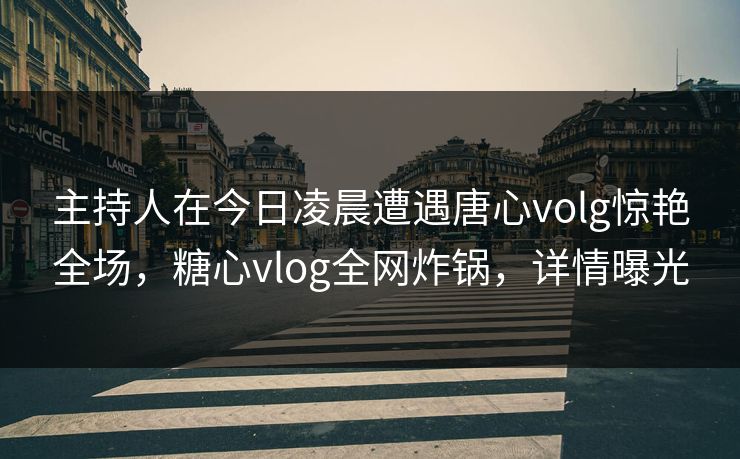 主持人在今日凌晨遭遇唐心volg惊艳全场，糖心vlog全网炸锅，详情曝光